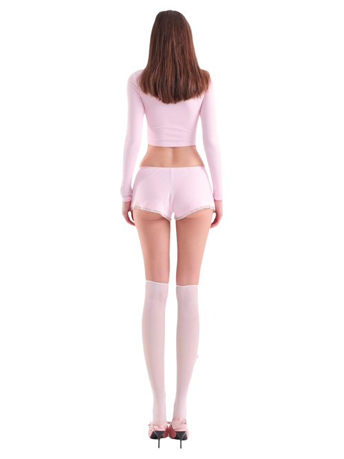 Angelic Allure Lacey Bow Crop Top