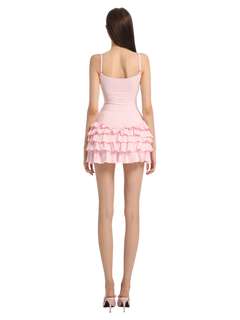 Serafina Ruffles Mini Dress + Bloomer Shorts Set (Pink)
