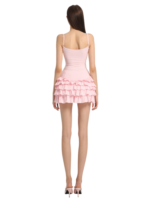 Serafina Ruffles Mini Dress + Bloomer Shorts Set (Pink)
