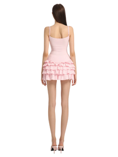 Serafina Ruffles Mini Dress + Bloomer Shorts Set (Pink) - Angel Ruche