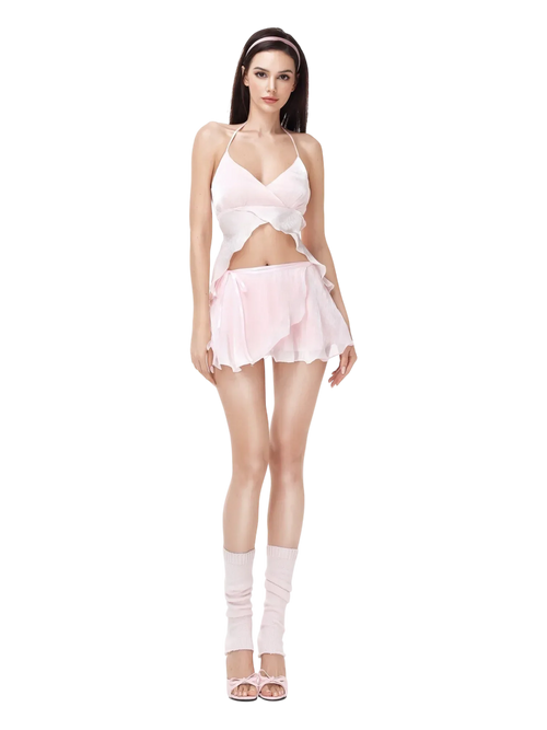 Pirouette Babydoll Wrap Set (Baby Pink) - Angel Ruche