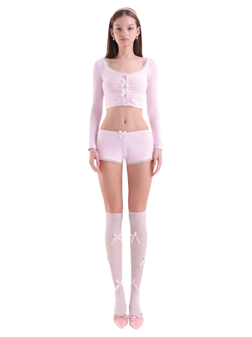 Angelic Allure Lacey Bow Crop Top - Angel Ruche