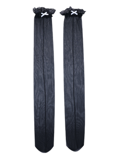 Ribbon Lace Thigh High Socks (Black)