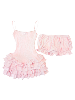 Serafina Ruffles Mini Dress + Bloomer Shorts Set (Pink)