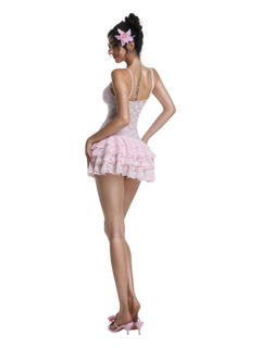Sunset Petals Lace mini dress (Pink)