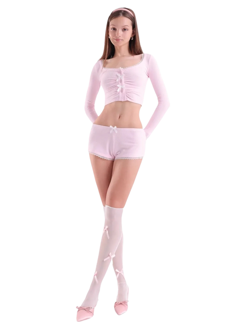 Angelic Allure Lacey Bow Shorts - Angel Ruche