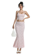 Coral Veil Lace Two Piece Set (Pink)