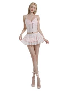 Rosette Fairy Dust Sequin Mini Skirt + Petticoat (Pink) - Angel Ruche