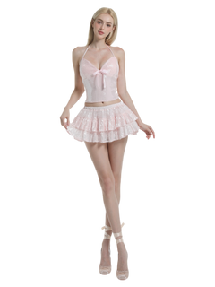 Rosette Fairy Dust Sequin Halter Top (Pink)