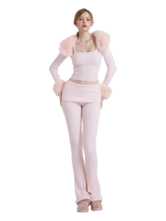 Colette Cable Knit Fold‑Over Pants - Angel Ruche
