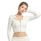 Marshmellow Cable Knit Zip up Cardigan (White) - Angel Ruche
