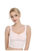 Rose Buds Cotton Crop Tank Top (Baby Pink) - Angel Ruche