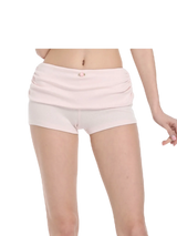 Rose Buds Cotton Fold Over Ruched Shorts (Baby Pink)