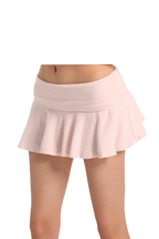Pink Pilate Princess Fold Over Flare Mini Skirt - Angel Ruche