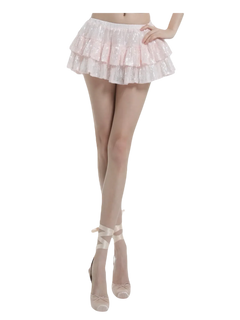 Rosette Fairy Dust Sequin Mini Skirt + Petticoat (Pink) - Angel Ruche