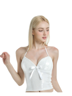 Diamond Fairy Dust Sequin Halter Top (White)