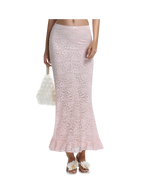 Coral Veil Lace Maxi Skirt (Pink)