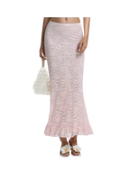 Coral Veil Lace Maxi Skirt (Pink) - Angel Ruche