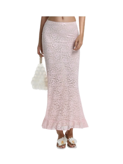 Coral Veil Lace Maxi Skirt (Pink) - Angel Ruche