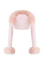 Colette Pink Fur Cable Knit Bolero Cardigan - Angel Ruche