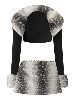 My True Form Fawn Set- Black (Fur Bolero + Skirt Set)