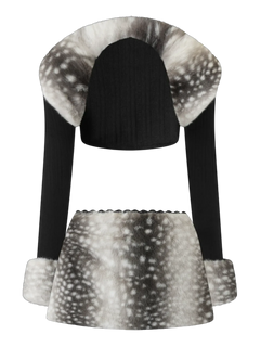 My True Form Fawn Set- Black (Fur Bolero + Skirt Set) - Angel Ruche