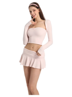 Pilate Princess fold over flare mini skirt in rose pink, balletcore skirt by Angel Ruche