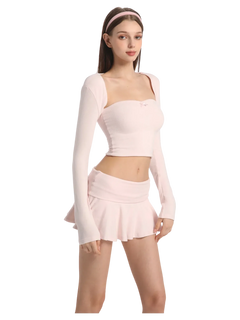 Pink Pilate Princess Fold Over Flare Mini Skirt - Angel Ruche