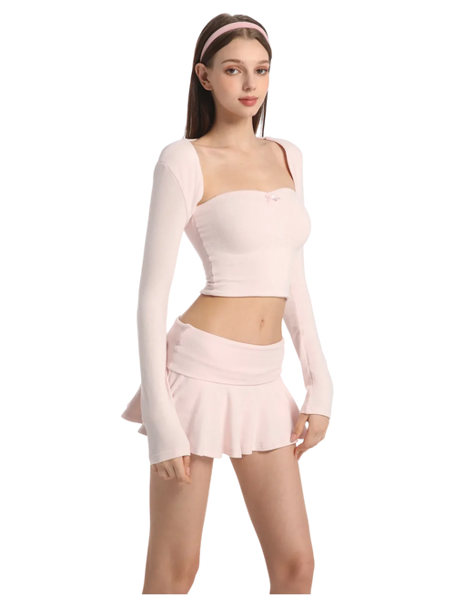 Pink Pilate Princess Fold Over Flare Mini Skirt - Angel Ruche
