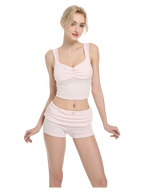 Rose Buds Cotton Matching Set (Baby Pink) - Angel Ruche