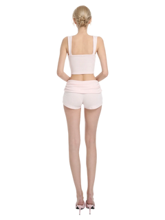 Rose Buds Cotton Crop Tank Top (Baby Pink) - Angel Ruche