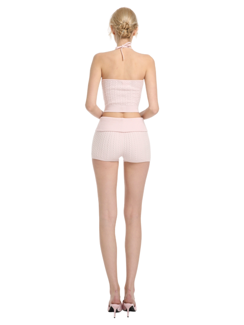 Spring Kissed Knit Halter and Shorts Set (Baby Pink)