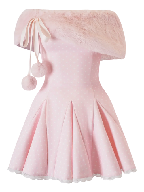 Sugar Pom Fur Pullover Stretchy Shoulder Cape (Pink) - Angel Ruche
