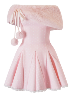 Sugar Pom Fur Pullover Stretchy Shoulder Cape (Pink)