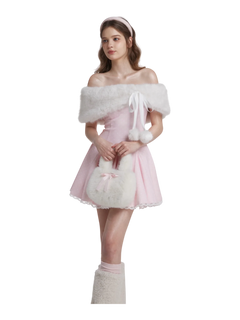 Sugar Pom Fur Pullover Cape (White) - Angel Ruche