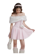 Sugar Pom Fur Pullover Cape (White) - Angel Ruche