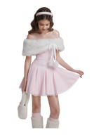 Sugar Pom Fur Pullover Cape (White)