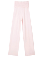 That Girl Rib Knit Fold Over Straight Leg Pants (Baby Pink) - Angel Ruche