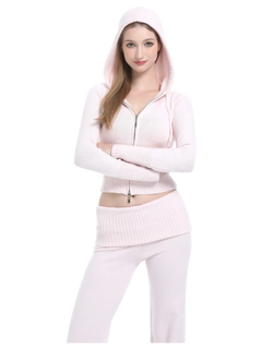 That Girl Rib Knit Fold Over Straight Leg Pants (Baby Pink) - Angel Ruche