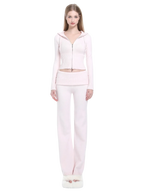 That Girl Rib Knit Fold Over Straight Leg Pants (Baby Pink) - Angel Ruche