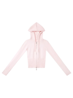 That Girl Rib Knit Slim Fit Zip Up Cardigan (Baby Pink) - Angel Ruche