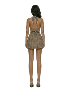 Girly Plaid Pleated High Rise Skirt (Khaki)