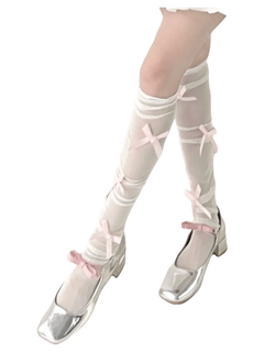Tulle Ribbon Loose Socks (Pink) - Angel Ruche