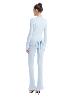 Colette Cable Knit Fold‑Over Pants (Ice Blue)