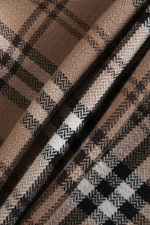 Girly Plaid Pleated Mini Skirt (Khaki)