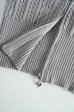 Fur Trim Cozy Cloud Cable Knit Cardigan (Grey) - Angel Ruche