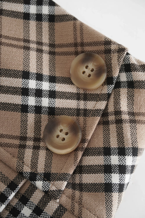 Girly Plaid Pleated Mini Skirt (Khaki) - Angel Ruche