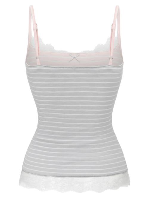 Muse Cotton Reversible Lace Cami (Pink Grey Stripe)