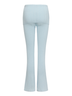 Colette Cable Knit Fold‑Over Pants (Ice Blue)