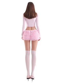 Delicate Pink Chiffon Ruffles Shorts